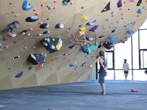 bouldering at The Front South Main in Salt Lake City