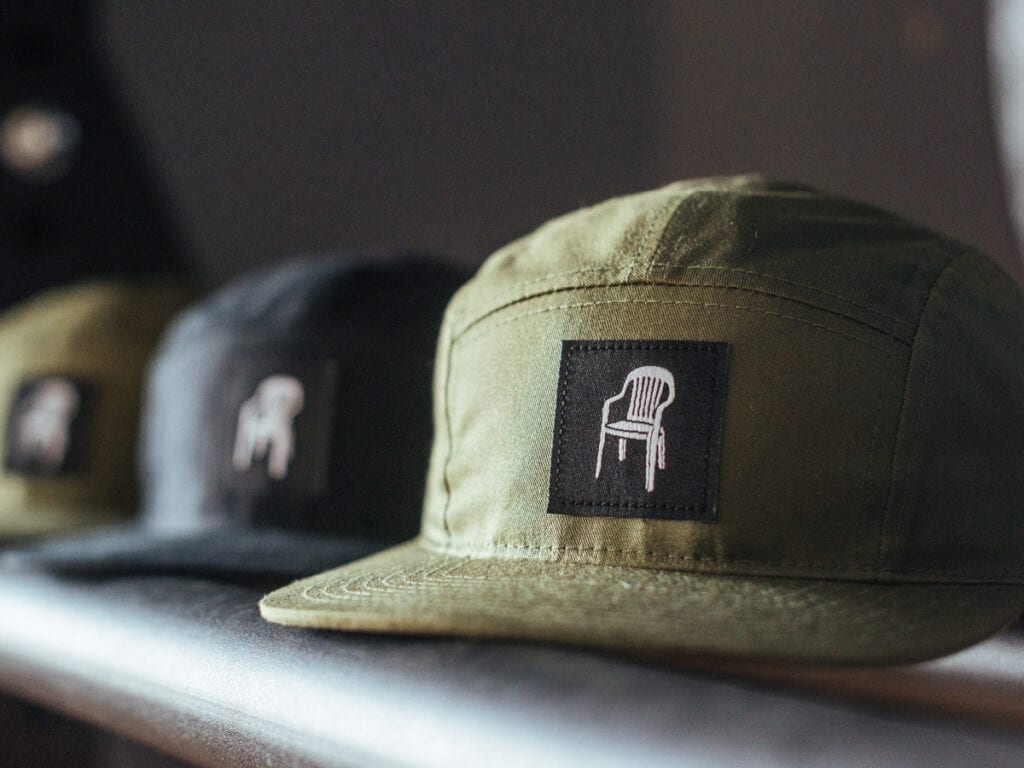 Five panel hats with logo patch