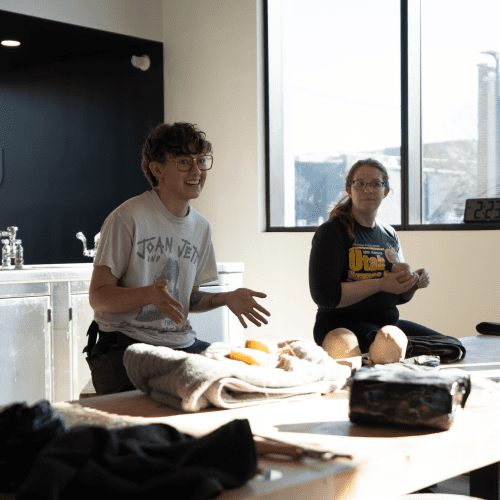 Ceramics studio wheel throwing clas